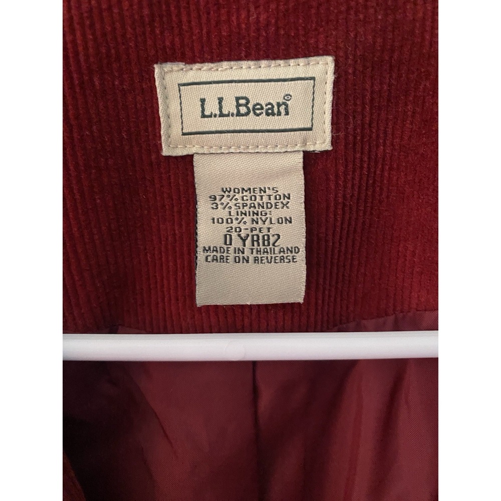LL Bean  Womens Corduroy Blazer 20 Petite Burgundy  Vintage Classic Academia Y2K - Picture 3 of 9
